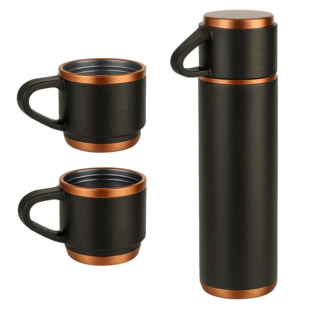 Set Termo Negro y Cobre + 2 Tazas