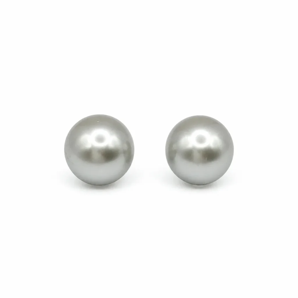 Aros de Perla Mallorca Gris en Plata 925
