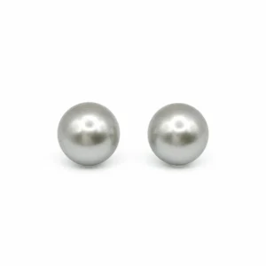 Aros de Perla Mallorca Gris en Plata 925