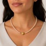 Collar de Perlas Mallorca con Broche Flor Dorado