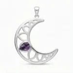 Colgante Luna con Piedra Natural Morada en Plata 925