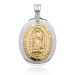 Colgante Virgen de Guadalupe Oval en Plata 925 con Oro