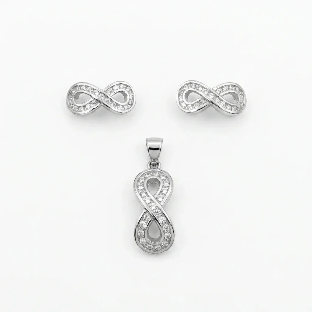 Conjunto Infinito en Plata 925 — Collar y Aros