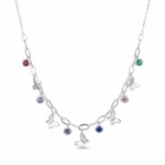 Collar de Mariposas con Circones de Colores en Plata 925