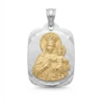 Colgante Virgen del Carmen Rectangular en Plata 925 con Oro