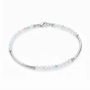 Pulsera de Cristales con Barras de Plata