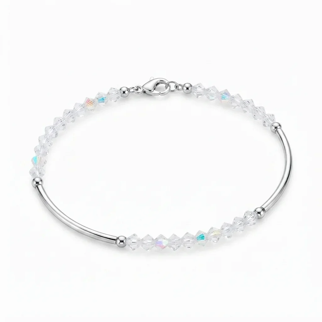 Pulsera de Cristales con Barras de Plata
