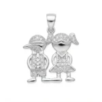 Colgante Niño y Niña en Plata 925 con Circones