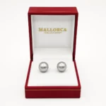 Aros de Perla Mallorca Gris en Plata 925