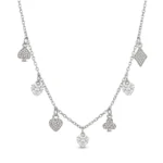 Collar de Dijes Pica, Trébol y Corazón en Plata 925
