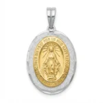 Colgante Medalla Milagrosa Oval en Plata 925 con Oro
