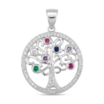 Colgante Árbol de la Vida en Plata 925 con Circones de Colores