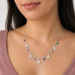Collar de Mariposas con Circones de Colores en Plata 925