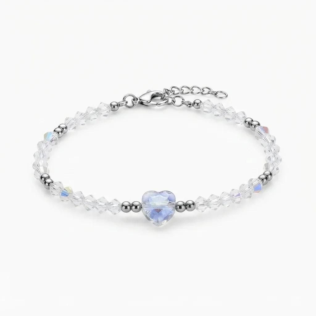 Pulsera de Cristales con Corazón Tornasol