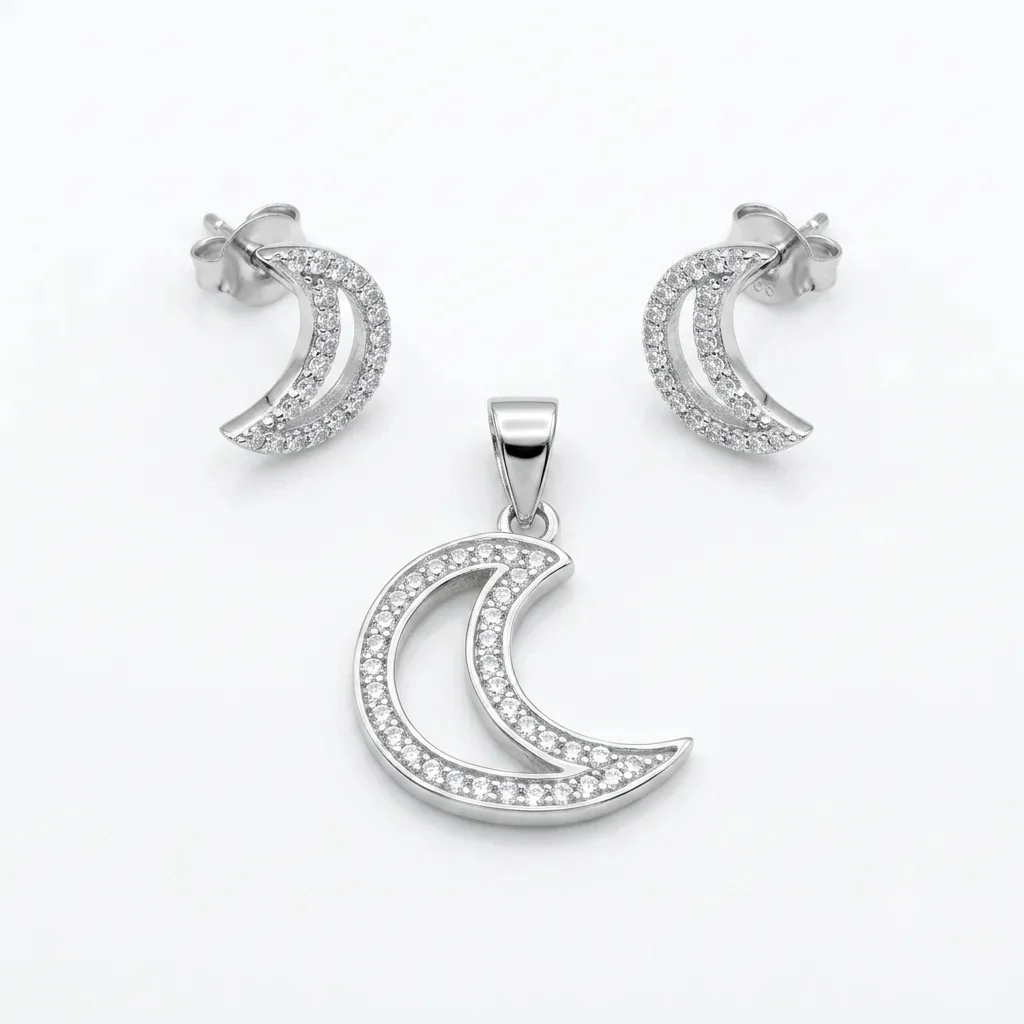 Conjunto Luna en Plata 925 — Collar y Aros