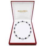 Collar de Perlas Mallorca Gris y Azul 45 cm
