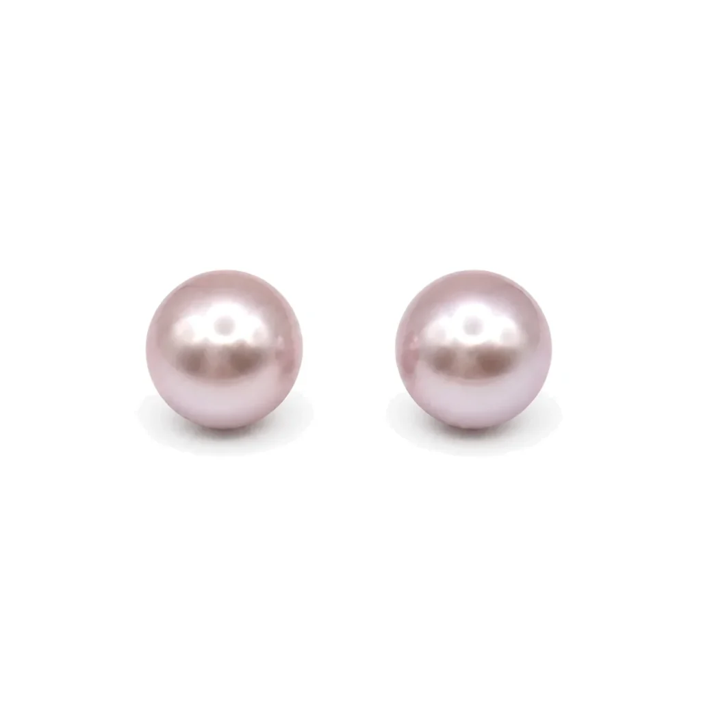 Aros de Perla Mallorca Lila en Plata 925