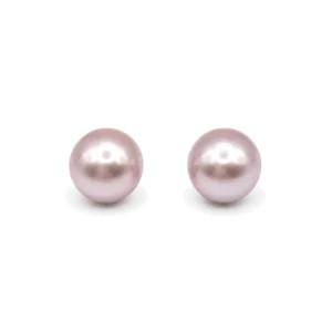 Aros de Perla Mallorca Lila en Plata 925