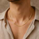 Cadena de Plata Veneciana Slim con Oro 45 cm puesta