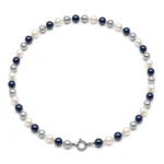 Collar de Perlas Mallorca Gris y Azul 45 cm