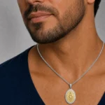 Colgante Medalla Milagrosa Oval en Plata 925 con Oro
