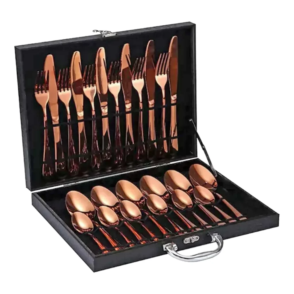 Set de Cubiertos Cobrizado 24 Piezas con Estuche