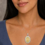 Colgante Medalla Milagrosa Oval en Plata 925 con Oro